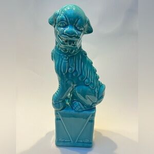 Aqua Blue Chinese Foo dog Statue, Turquoise Asian Figurine